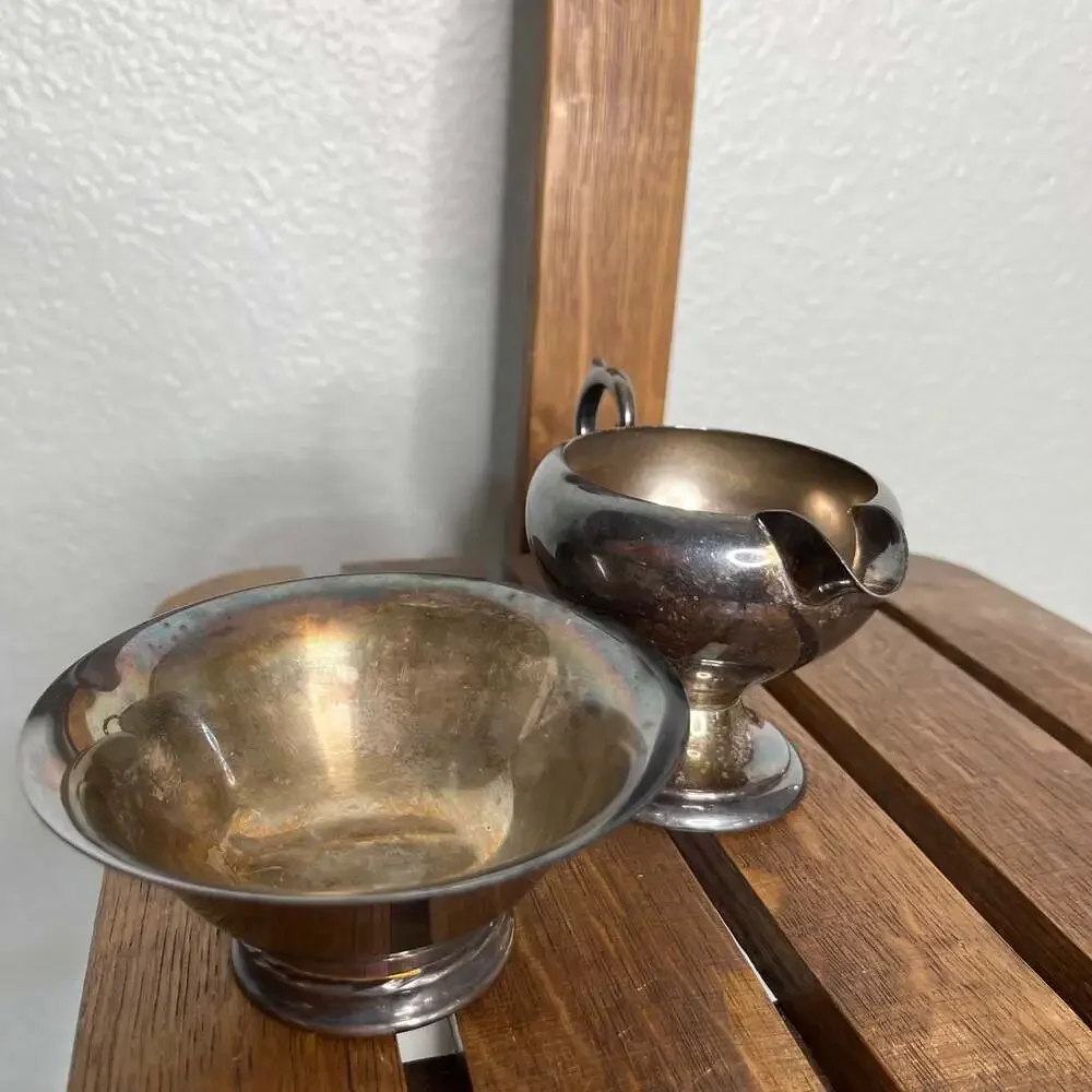 Vintage Towle Silver Plate Bowl & Creamer Pitcher